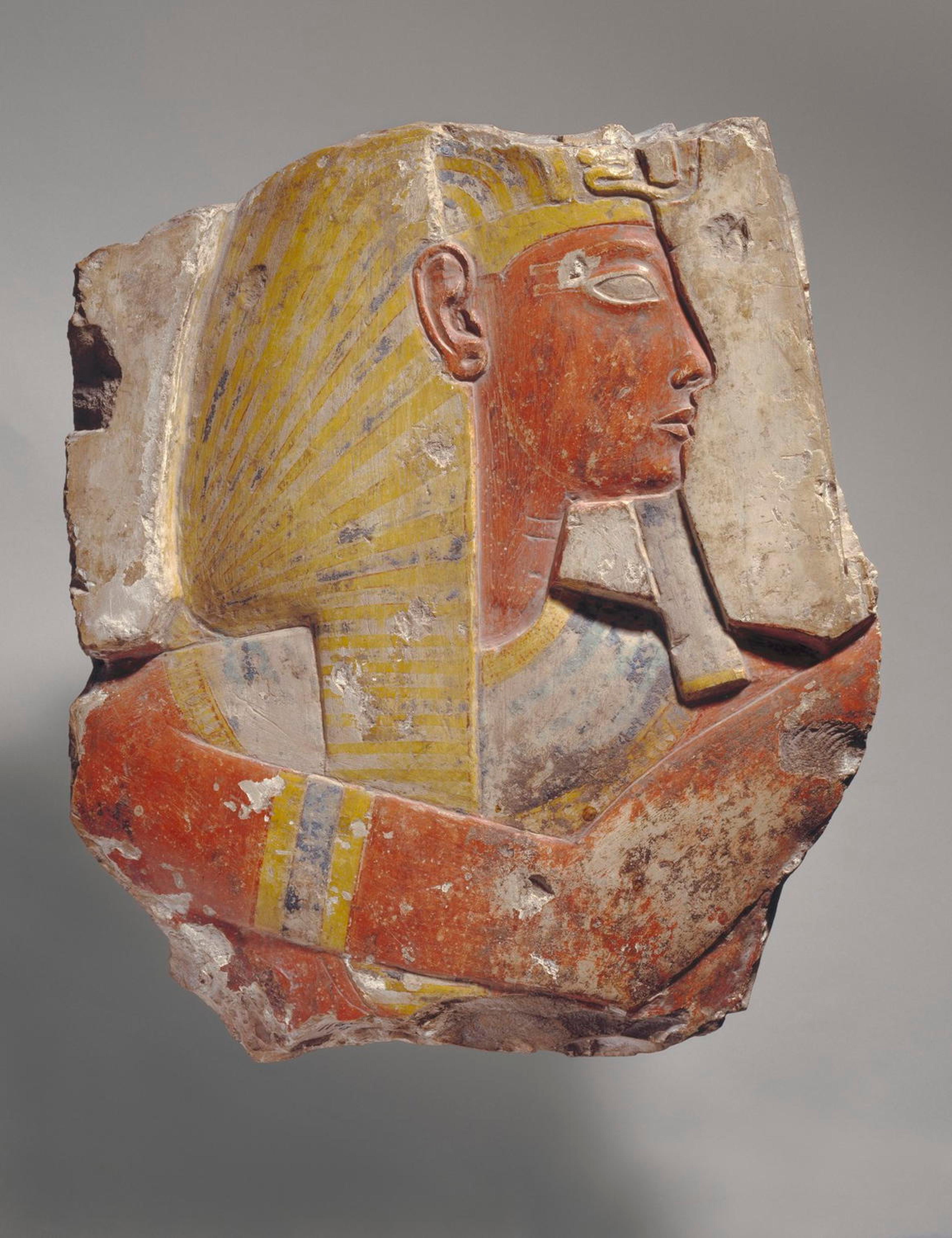 <i>Ramesses II</i>, ca. 1279–1213 B.C.E.. Limestone, pigment, 15 × 3 × 17 in., 48.5 lb. (38.1 × 7.6 × 43.2 cm, 22kg). Brooklyn Museum, Museum Collection Fund, 11.670. (Photo: Brooklyn Museum)
