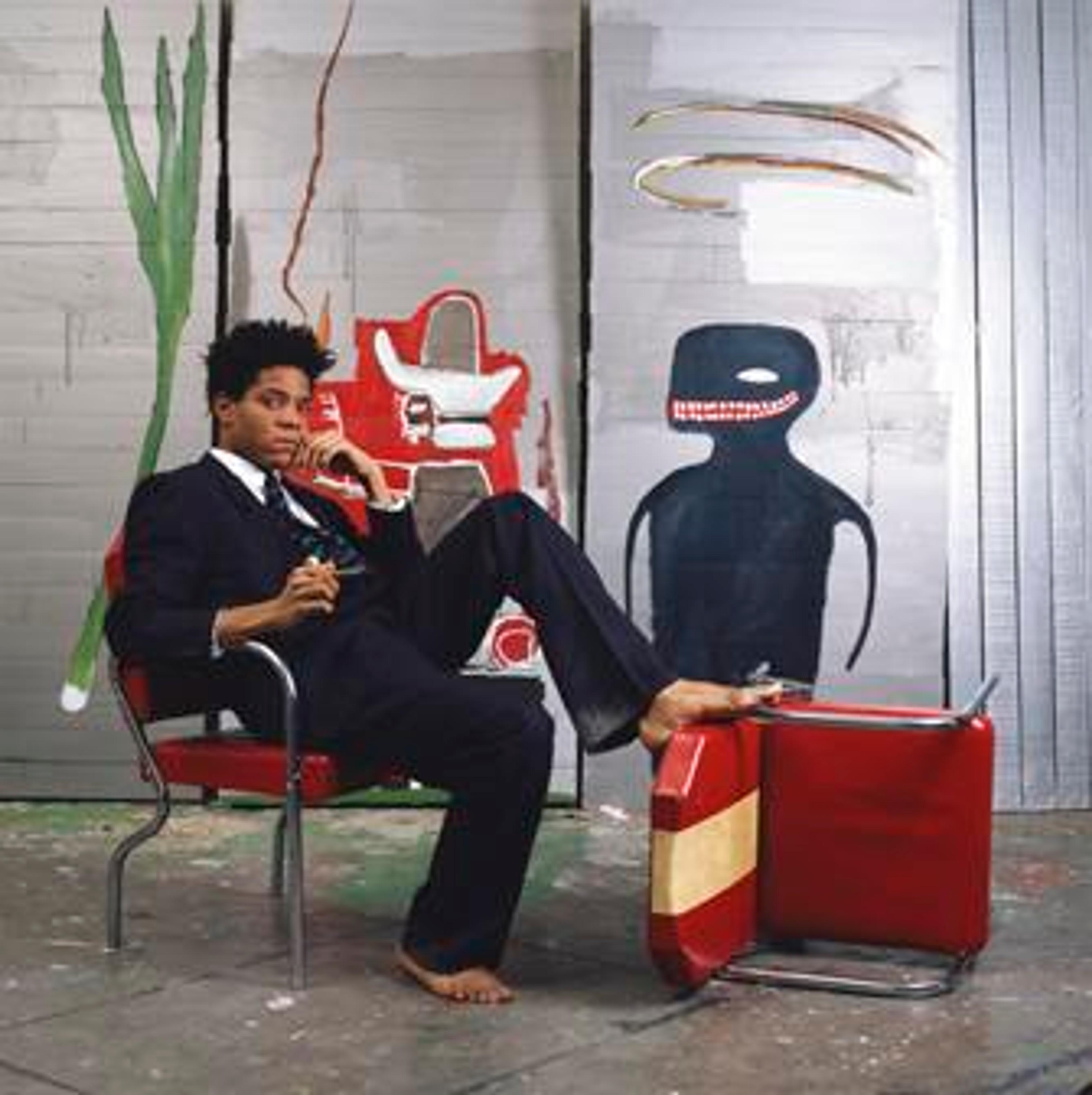 Jean-Michel Basquiat in his studio, 1985. Photograph © Lizzie Himmel