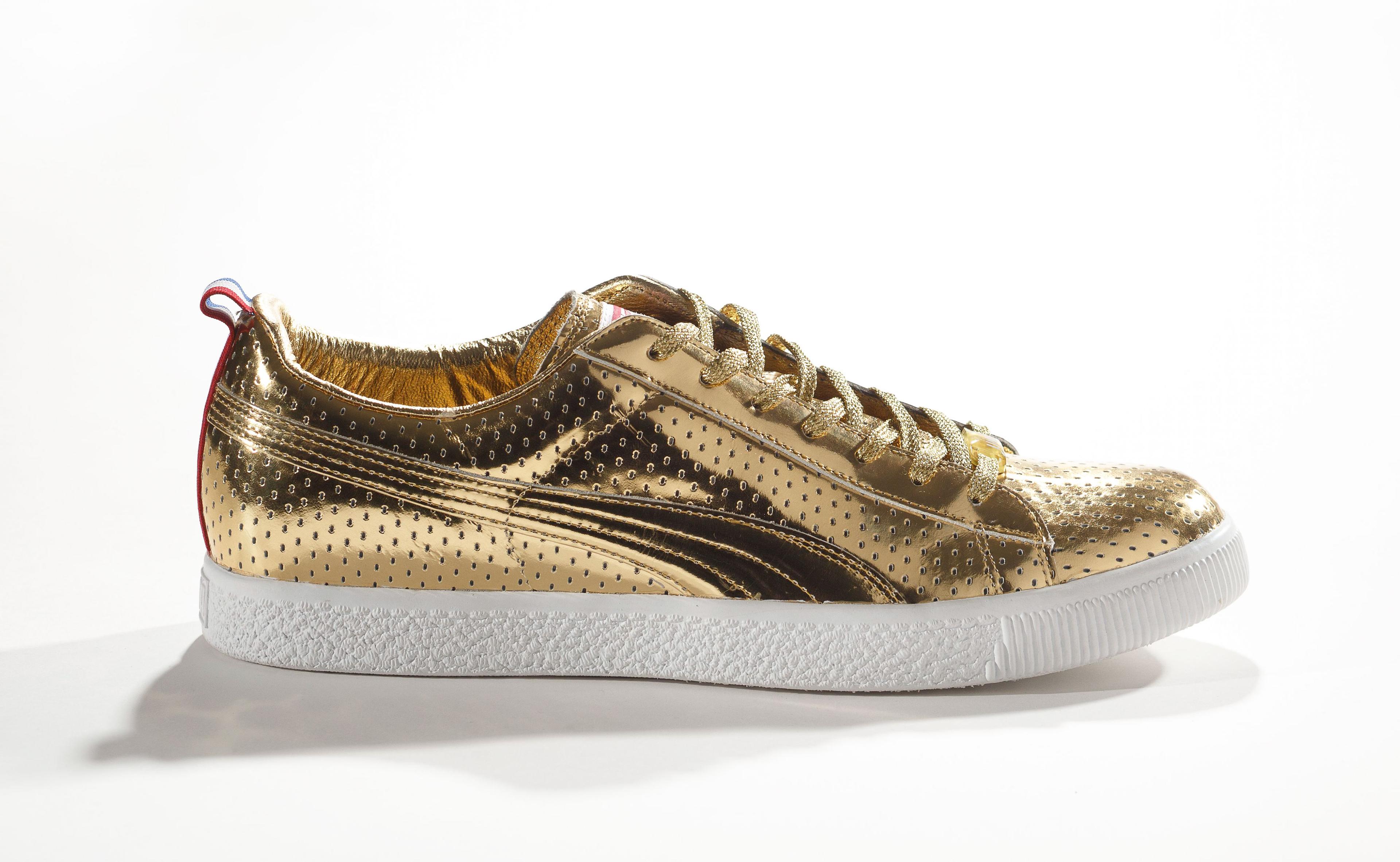 PUMA x Undefeated. Clyde Gametime Gold, 2012. PUMA Archives. (Photo: Ron

Wood. Courtesy American Federation of Arts/Bata Shoe Museum)