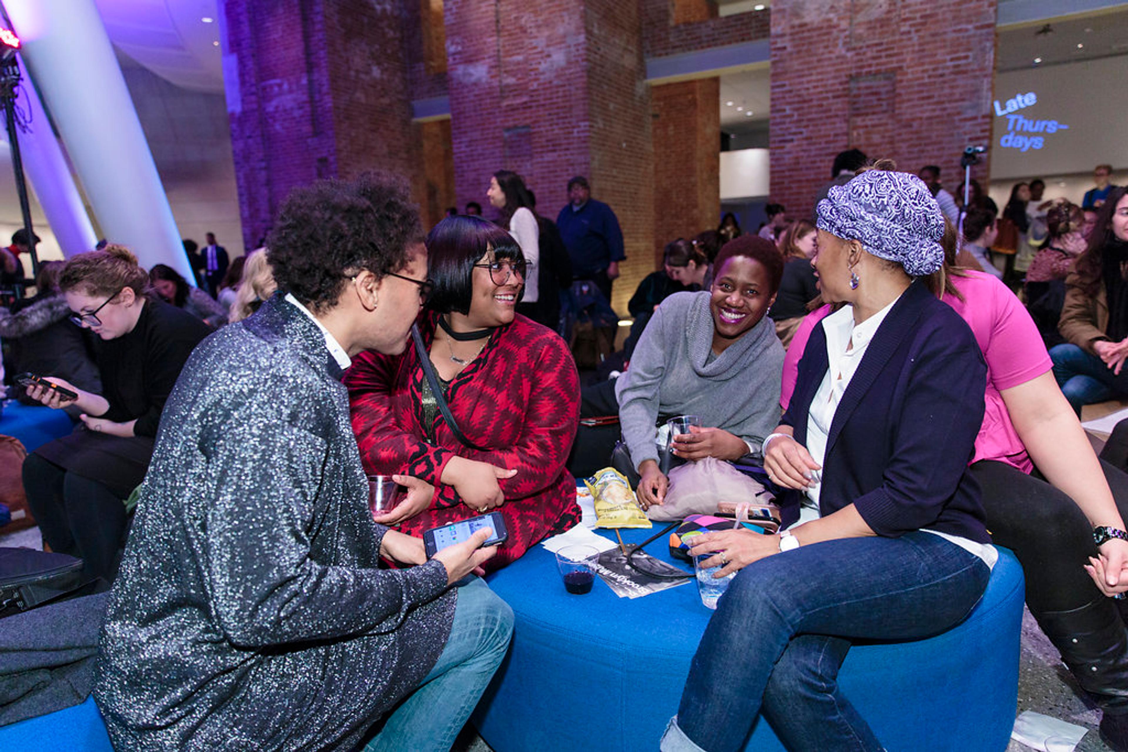 Sharing drinks and conversation at Art History Happy Hour. (Photo: Kolin Mendez)