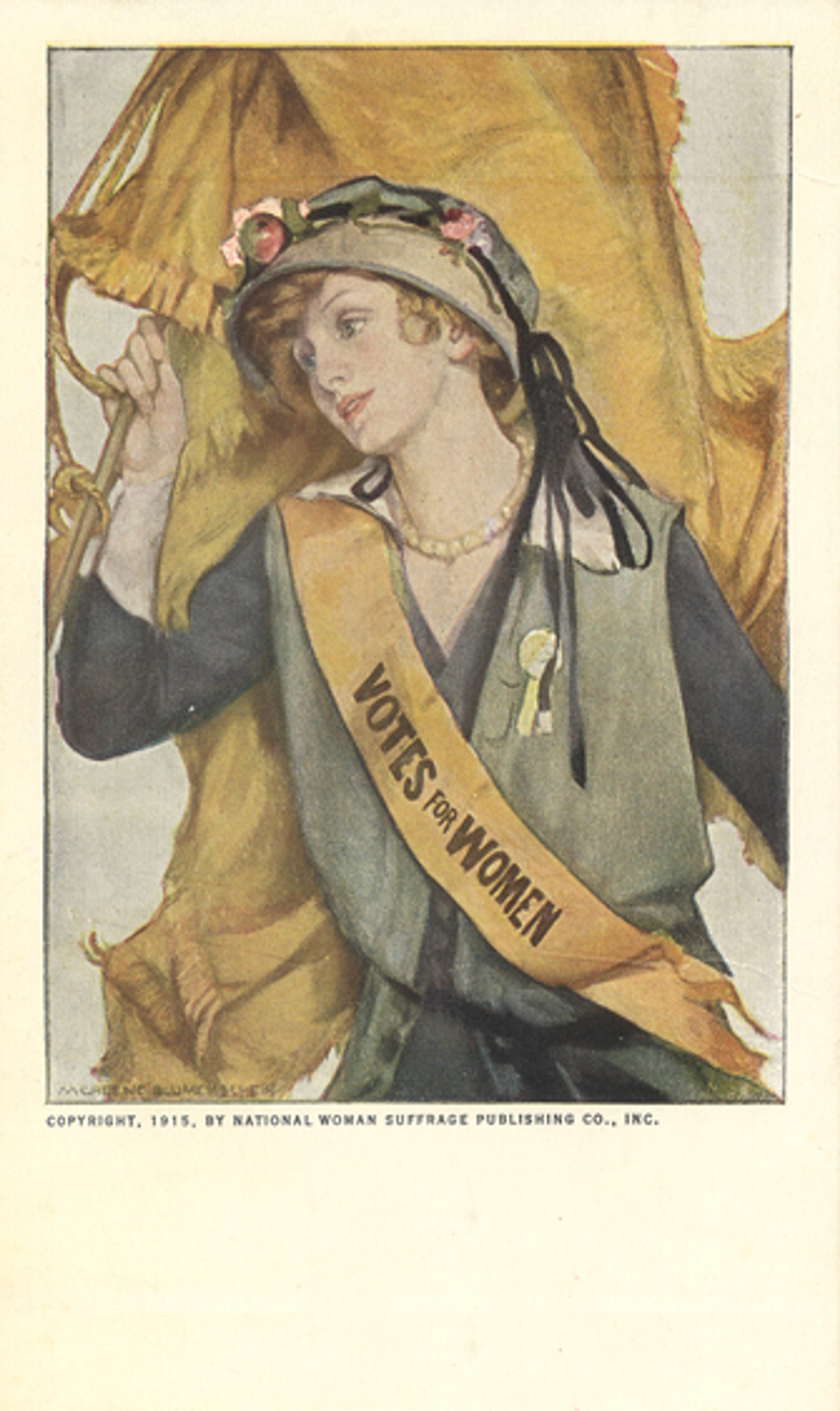 M. Greene Blumenschein. “Votes for Women” Postcard, circa 1915. Postcard. Sophia Smith Collection, Smith College, Northampton, Massachusetts