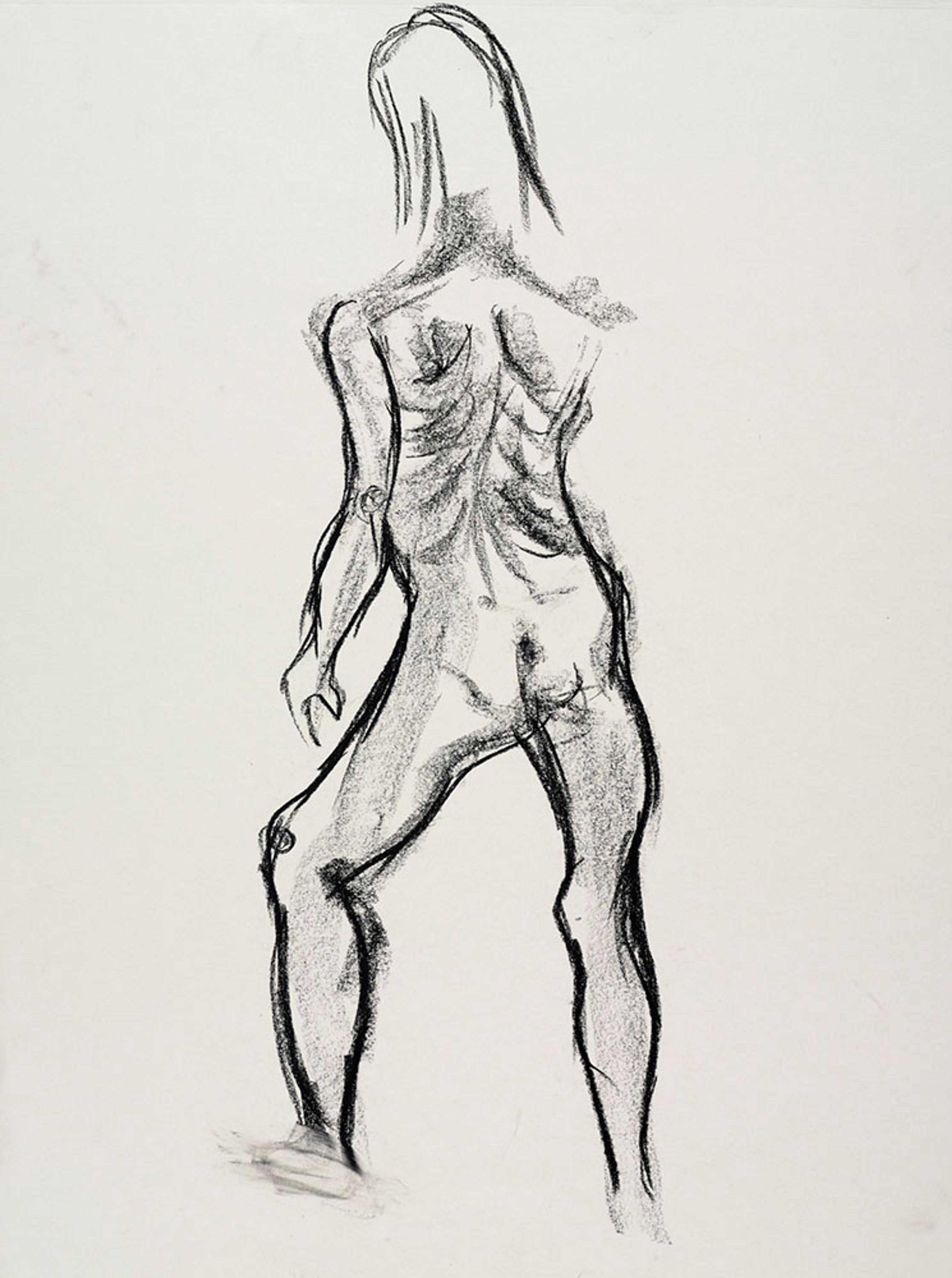 Kallyiah Merilus (American, born 1996). Untitled (Standing pose), from Iggy Pop Life Class by Jeremy Deller, 2016. Natural charcoal and compressed charcoal with erasing on paper, 243/8 x 18 in. (61.9 x 45.7 cm). Brooklyn Museum Collection, TL2016.8.11c. (Photo: Sarah DeSantis, Brooklyn Museum)