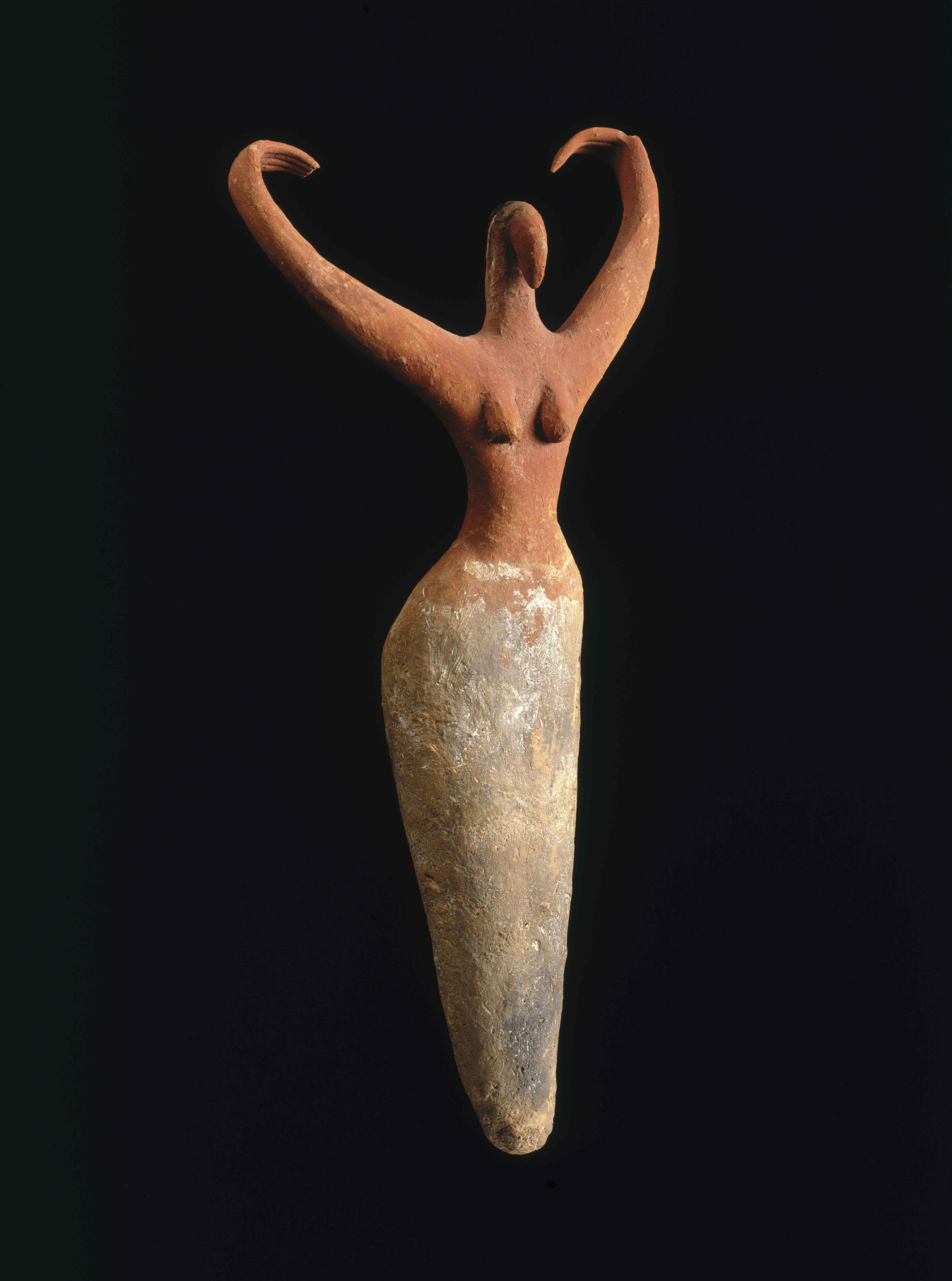 Female Figurine. Egypt, from Ma’mariya. Predynastic Period, Naqada II, circa 3500–3400 B.C.E. Terracotta, painted, 111⁄2 x 51⁄2 x 21⁄4 in. (29.2 × 14 × 5.7 cm). Brooklyn Museum, Charles Edwin Wilbour Fund, 07.447.505