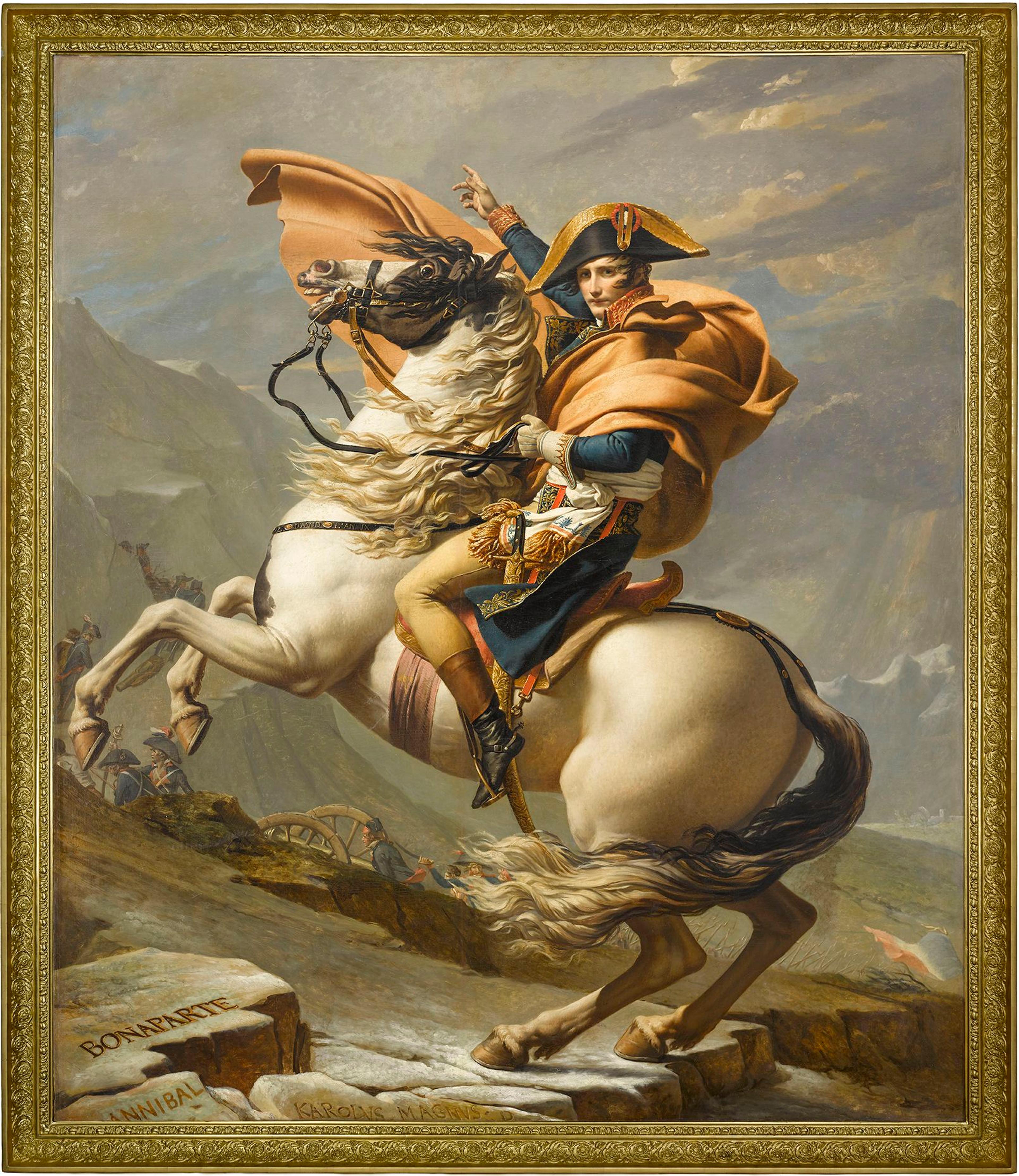 Jacques-Louis David (French, 1748–1825). Bonaparte Crossing the Alps (Bonaparte franchissant le Grand-Saint-Bernard), 1800–1. Oil on canvas, 1021/3 x 87 in. (261 x 221 cm). Collection of Château de Malmaison. (Photo: Courtesy RMN-GP)