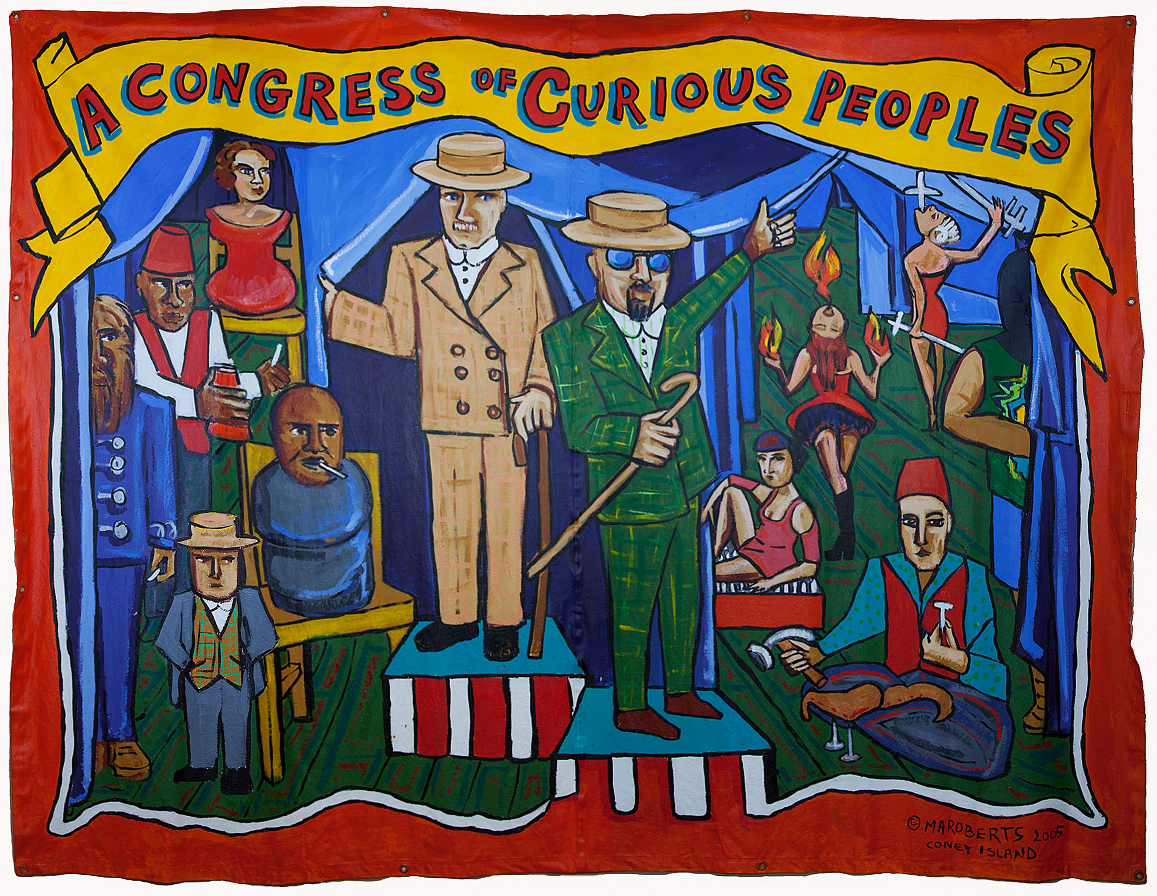 Marie Roberts (American, born 1954). A Congress of Curious Peoples, 2005. Acrylic on unstretched canvas, 84 × 120 in. (213.4 × 304.8 cm). Collection of Liz and Marc Hartzman