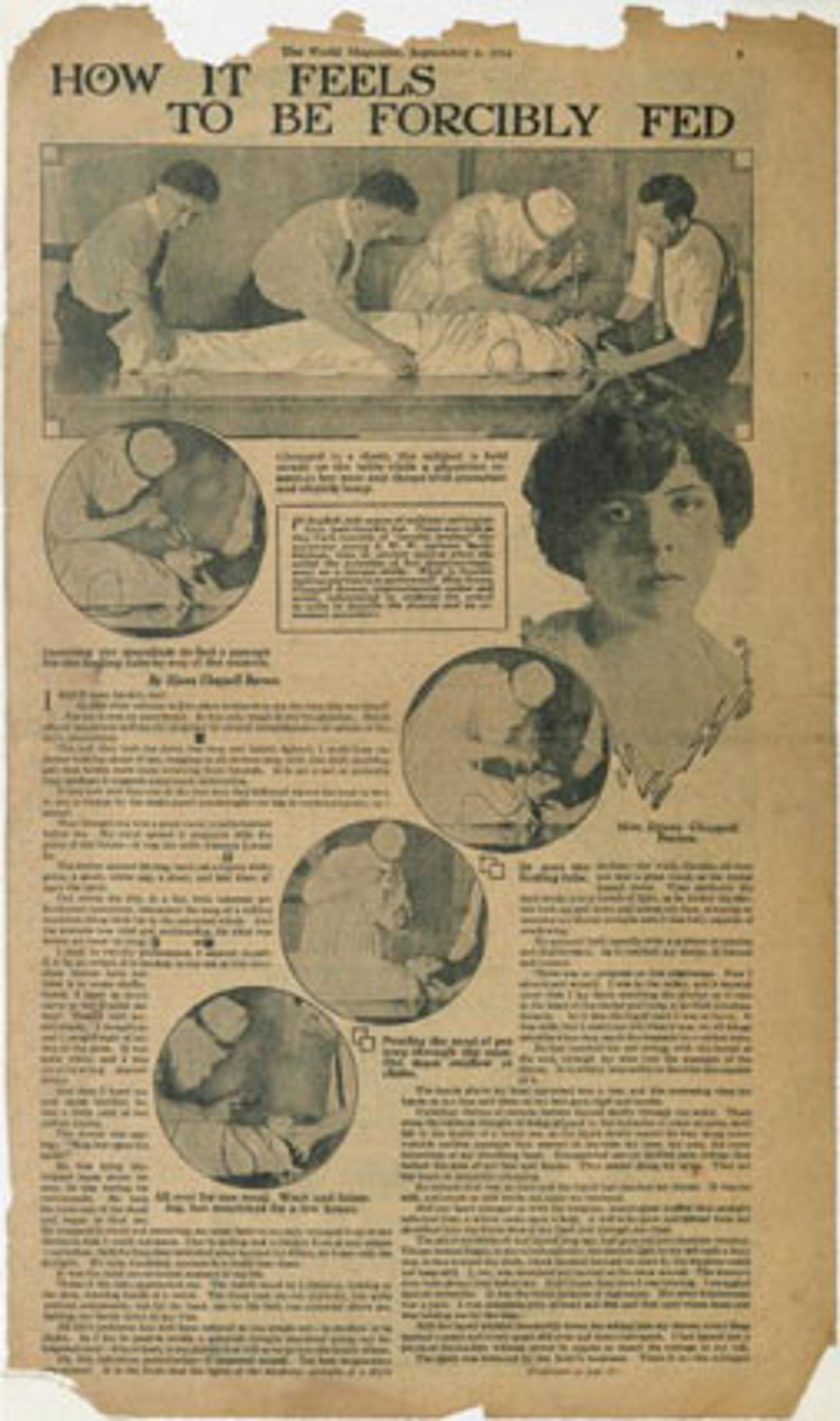 How it Feels to Be Forcibly Fed,” New York World Magazine, September 6, 1914. Djuna Barnes Papers, Special Collections, University of Maryland Libraries