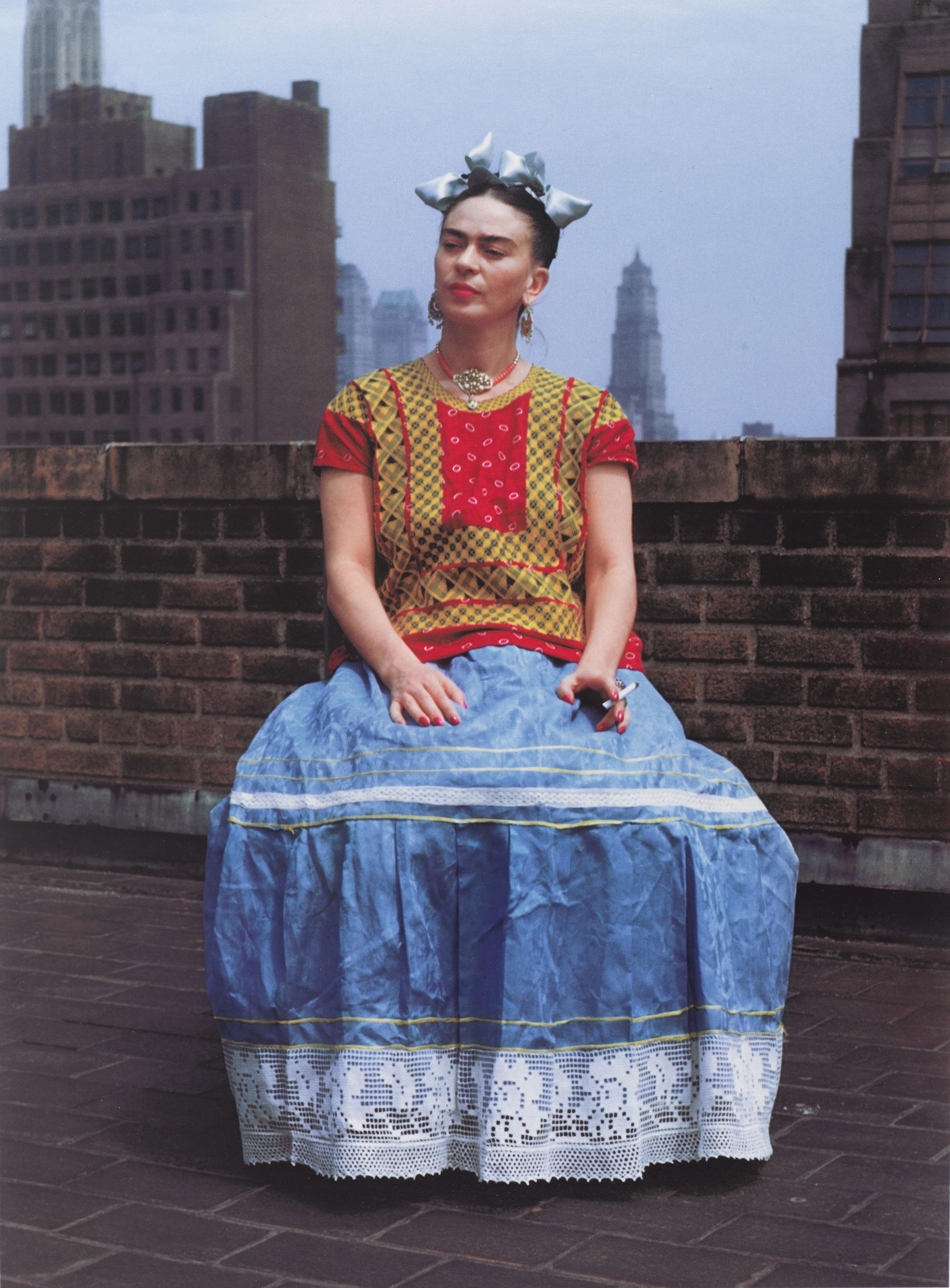 Nickolas Muray (American, born Hungary, 1892–1965). Frida in New York, 1946; printed 2006. Carbon pigment print, image: 14 x 11 in. (35.6 x 27.9 cm). Brooklyn Museum; Emily Winthrop Miles Fund, 2010.80. © Nickolas Muray Photo Archives. (Photo: Brooklyn Museum)