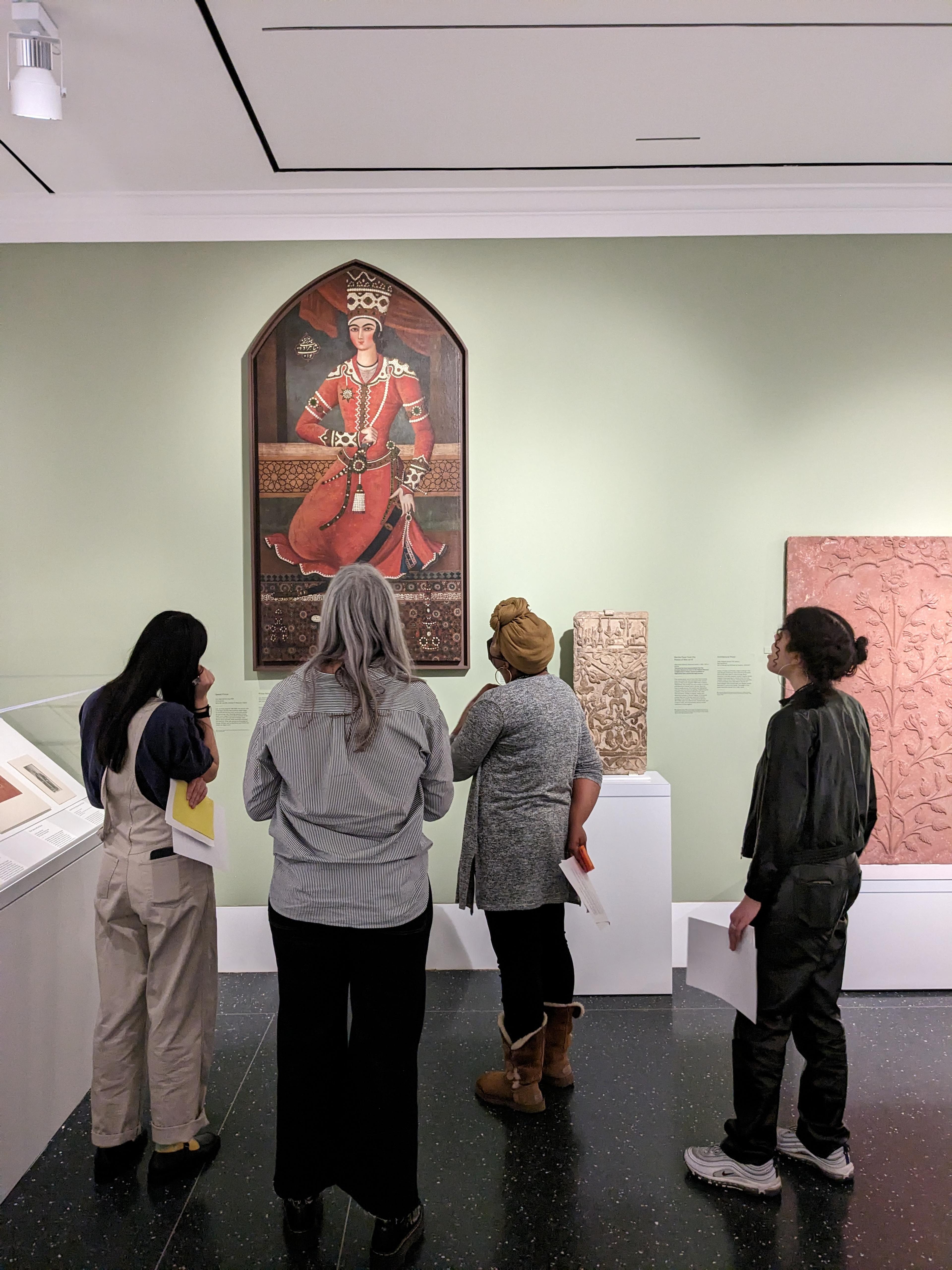 Brooklyn Museum visitors discuss works of art in the galleries