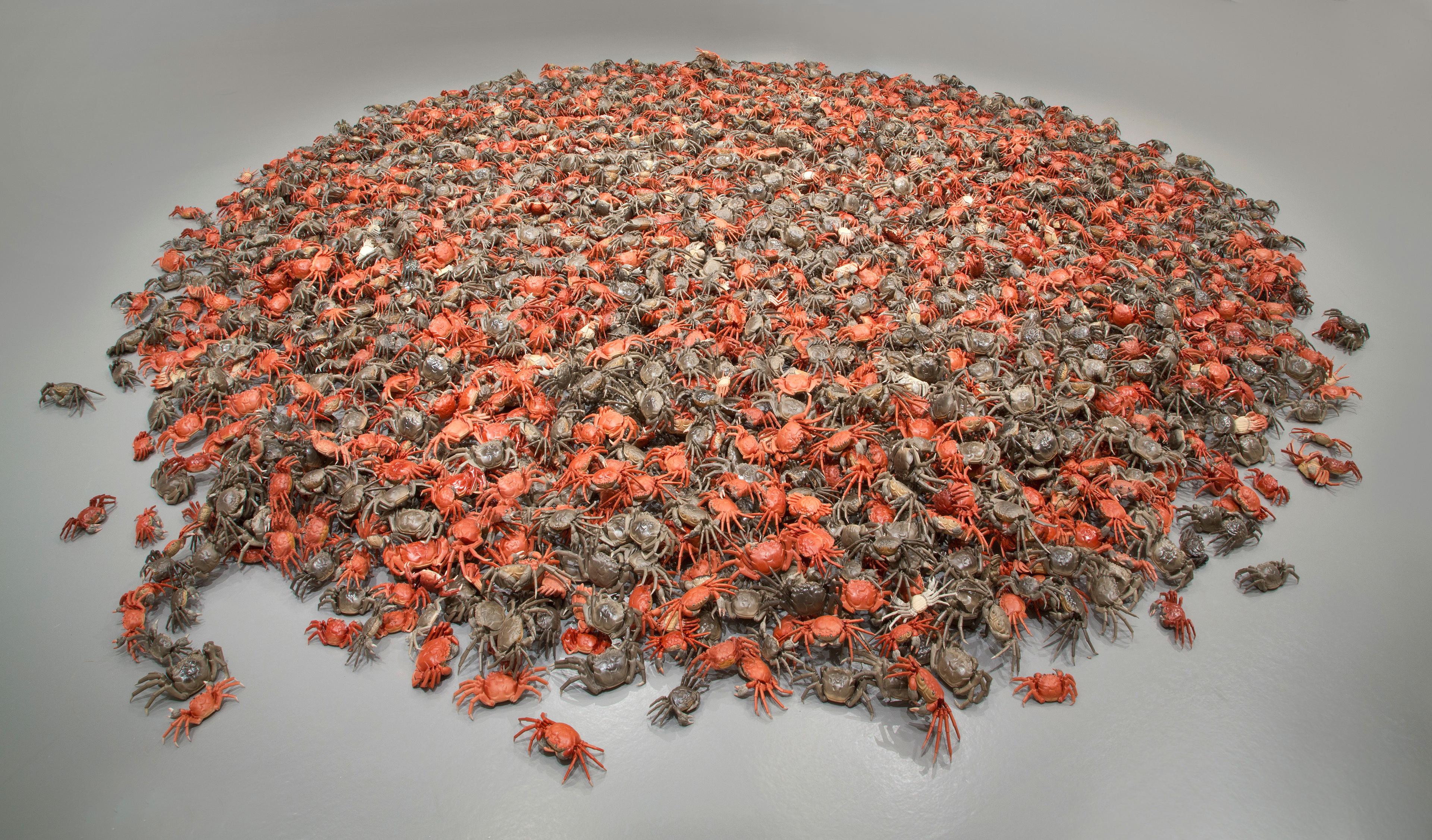 Ai Weiwei (Chinese, b. 1957). He Xie, 2010. 3,200 porcelain crabs, dimensions variable. Installation at the Hirshhorn Museum and Sculpture Garden, Washington, D.C., 2012. Courtesy of Ai Weiwei Studio. Photo by Cathy Carver