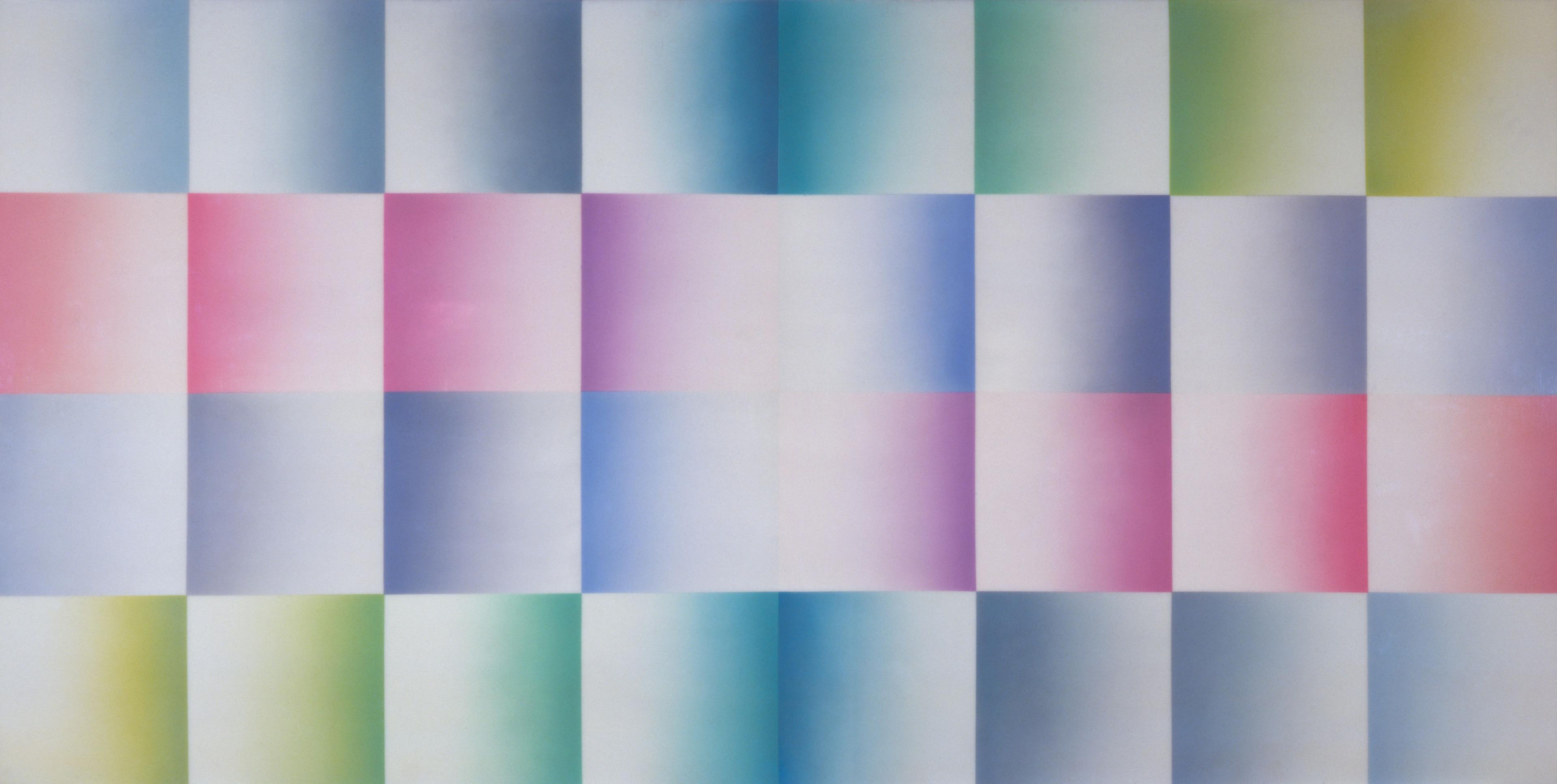 Judy Chicago (American, b. 1939). Silver Blue Fan, from Fresno Fans series, 1971. Sprayed acrylic on sheet acrylic, 60 × 120 in. (152.4 × 304.8 cm). Collection of Schaeffer Projects. © Judy Chicago. Photo © Donald Woodman