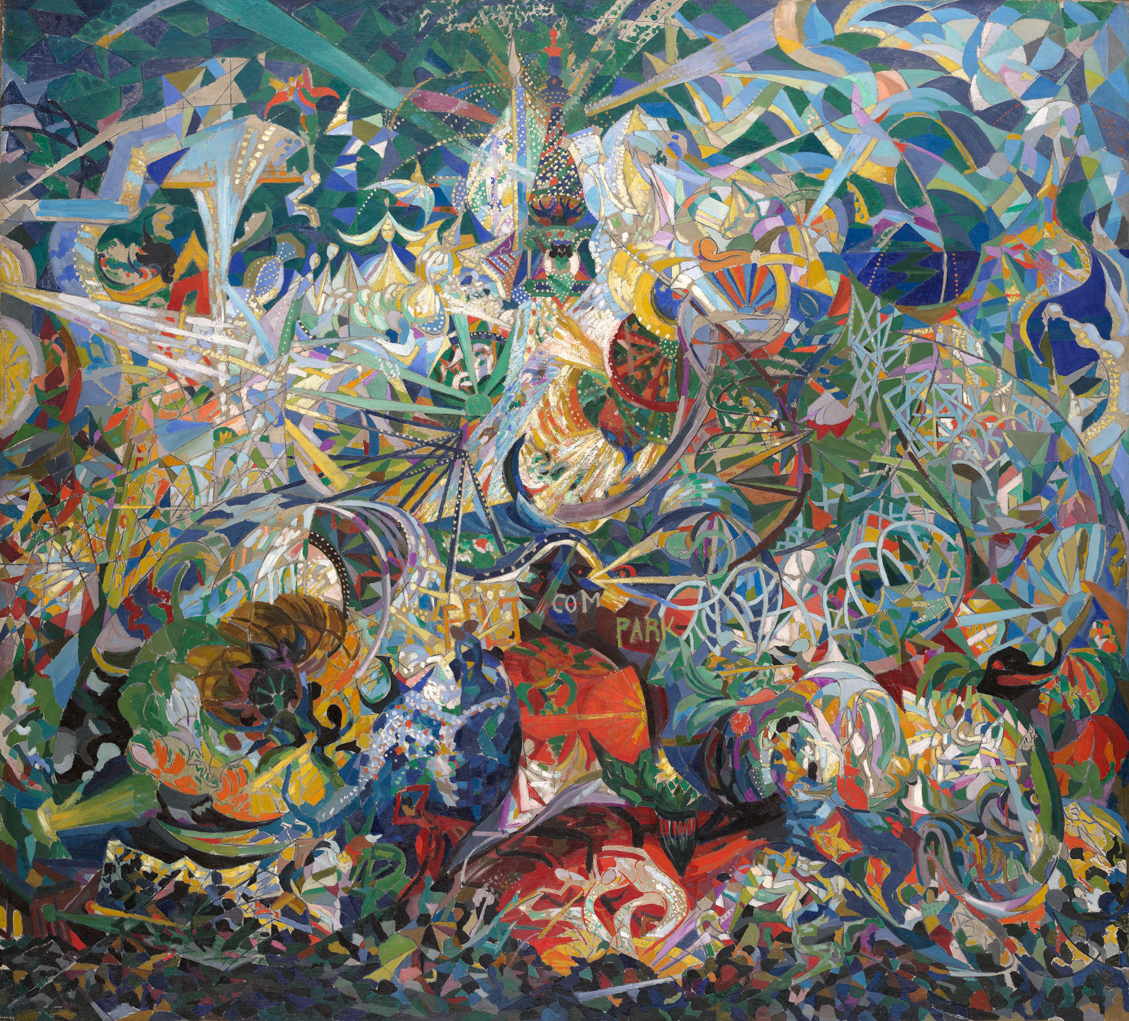 Joseph Stella (American, born Italy, 1877–1946). Battle of Lights, Coney Island, Mardi Gras, 1913–14. Oil on canvas, 77 × 843⁄4 in. (195.6 × 215.3 cm). Yale University Art Gallery, New Haven, Connecticut; Gift of Collection Société Anonyme, 1941.689