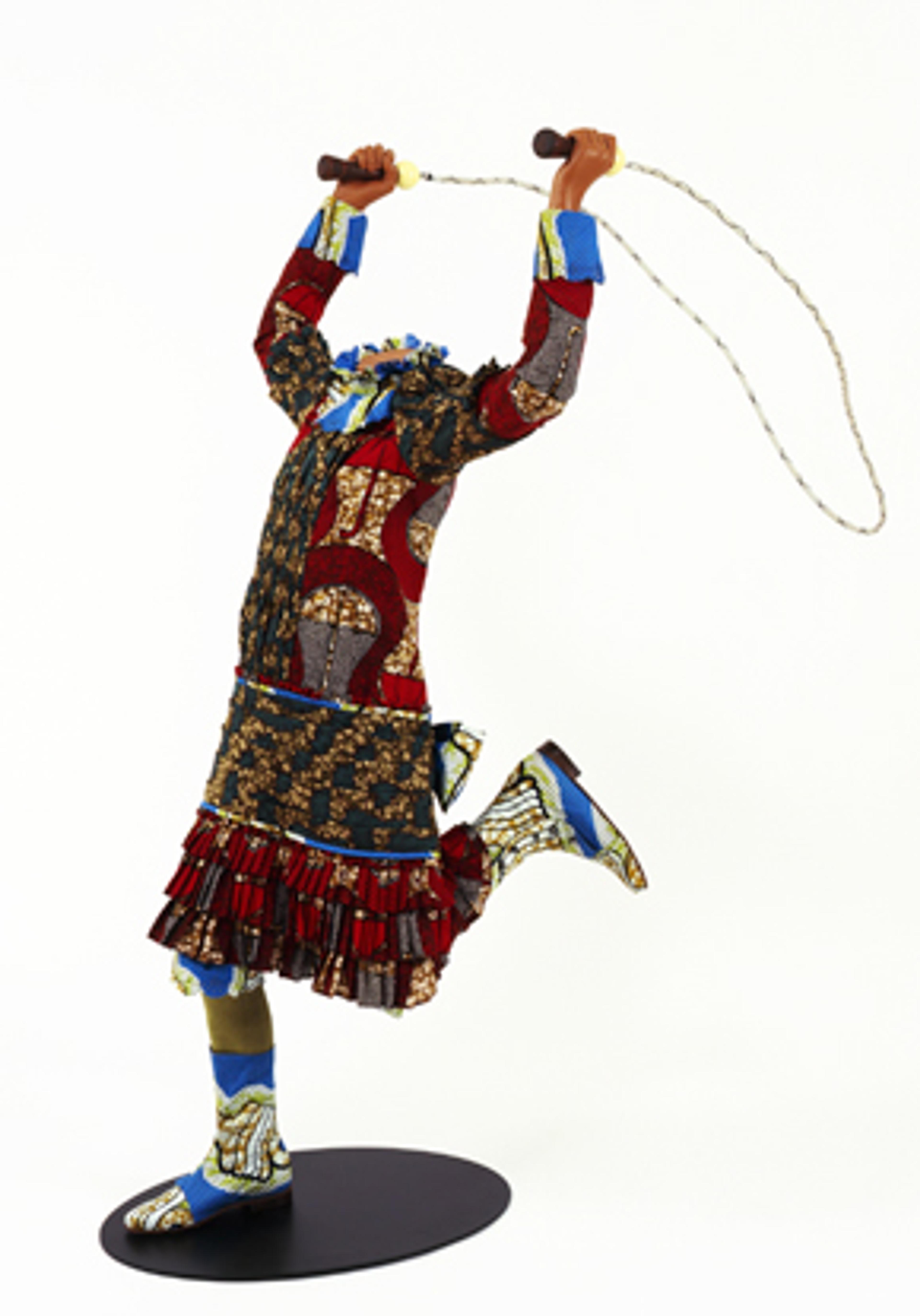 Skipping Girl. Yinka Shonibare MBE (British, b. 1962). London, 2009. Life-size fiberglass mannequin, Dutch-wax printed cotton, mixed media, 501⁄4 x 29 × 43 in. (127.6 × 73.7 × 109.2 cm). Gift of Edward A. Bragaline and purchase gift of William K. Jacobs, Jr., by exchange and Mary Smith Dorward Fund, 2010.8