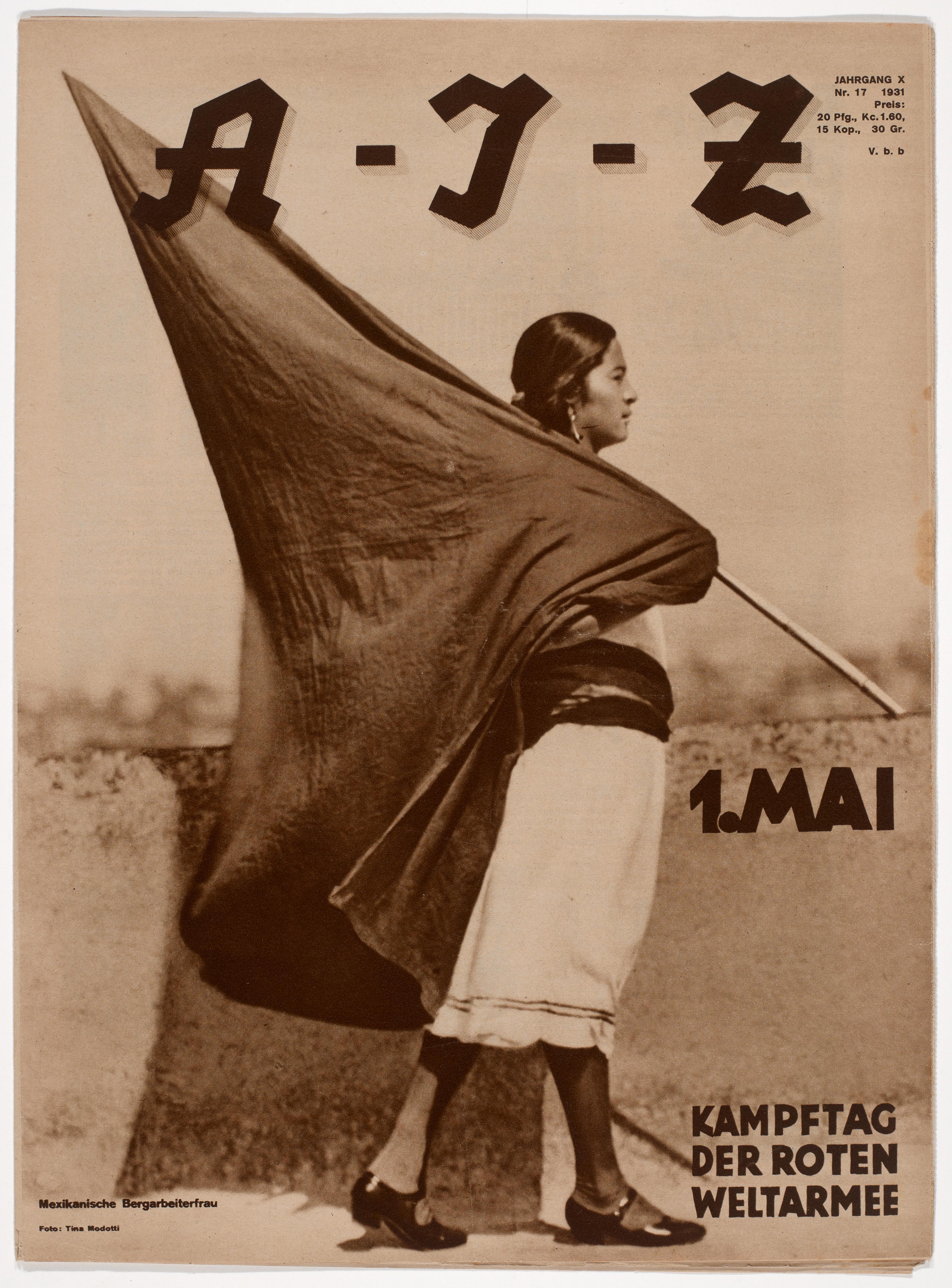 Tina Modotti (Italian, 1896–1942). Woman with Flag (1 de Mayo, Muher con Bandera), A- I-Z, Iss. 17 (1931). Rotogravure, approx. 151/8 x 111/8 in. (38.2 x 28 cm). The Museum of Fine Arts Houston, Museum purchase funded by Max and Isabell Smith Herzstein